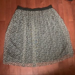 Tulle Cheetah Print Midi Skirt